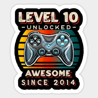 10th Birthday Gamer 10 Year Old Bday Boy Ten Son Sticker